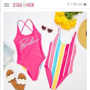 Stag & Hen Large Babe/Stripe Reversible Swimsuit